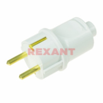 Вилка евро 16А з/к, белая Rexant