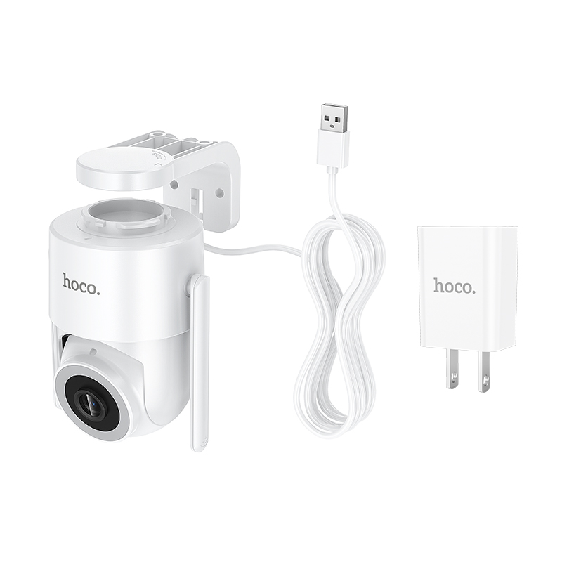 Видеокамера IP Hoco D10 Wi-Fi белая/2Mpx/Bluetooth/пластик/внешняя IP65/256Gb