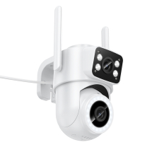 Видеокамера IP Hoco D9 Wi-Fi белая/2Mpx/ИК/Bluetooth/пластик/внешняя IP65/двойной объектив/128Gb