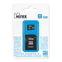 Карта памяти micro SD 8Gb Mirex с адаптером