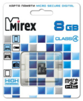Карта памяти micro SD 8Gb Mirex class 4 без адаптера