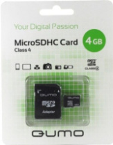 Карта памяти micro SD 4Gb Qumo class 4 с адаптером