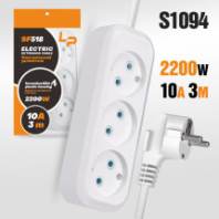 Сетевой удлинитель LP SF518 3 розетки, 10А, 2200Вт, 3м, белый Сетевой удлинитель LP SF518 3 розетки, 10А, 2200Вт, 3м, белый